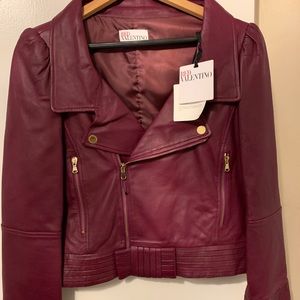 NWT RED Valentino Cropped Leather Jacket Sz 10